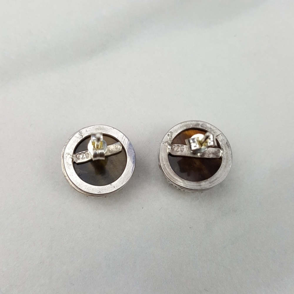 🔴SOLD🔴 Tiger's Eye Sterling Silver Earrings - Picture 4 of 6